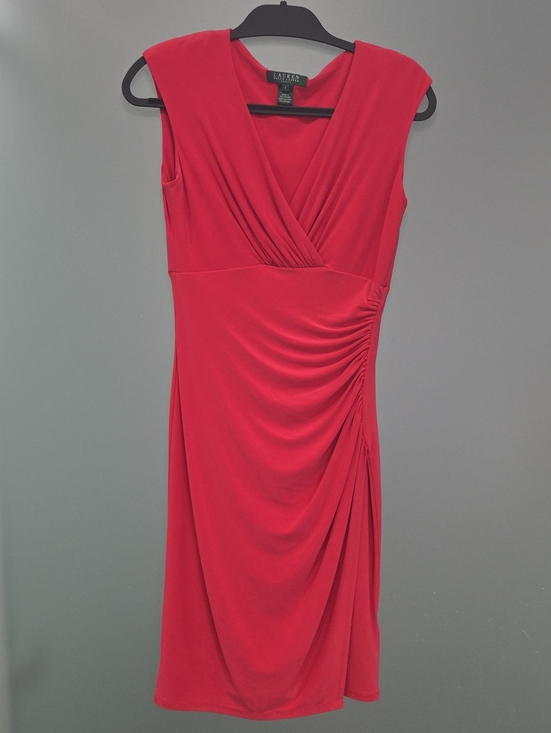 Lauren Ralph Lauren Dresses & Skirts - Lauren Ralph Lauren Coral Faux-Wrap Cap-Sleeve Sheath Dress